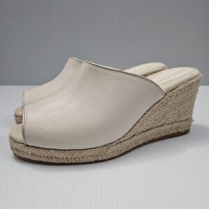 NEW Cole Haan Cloudfeel Southcrest Mule Womens 10 Ivory Leather Wedge Espadrille